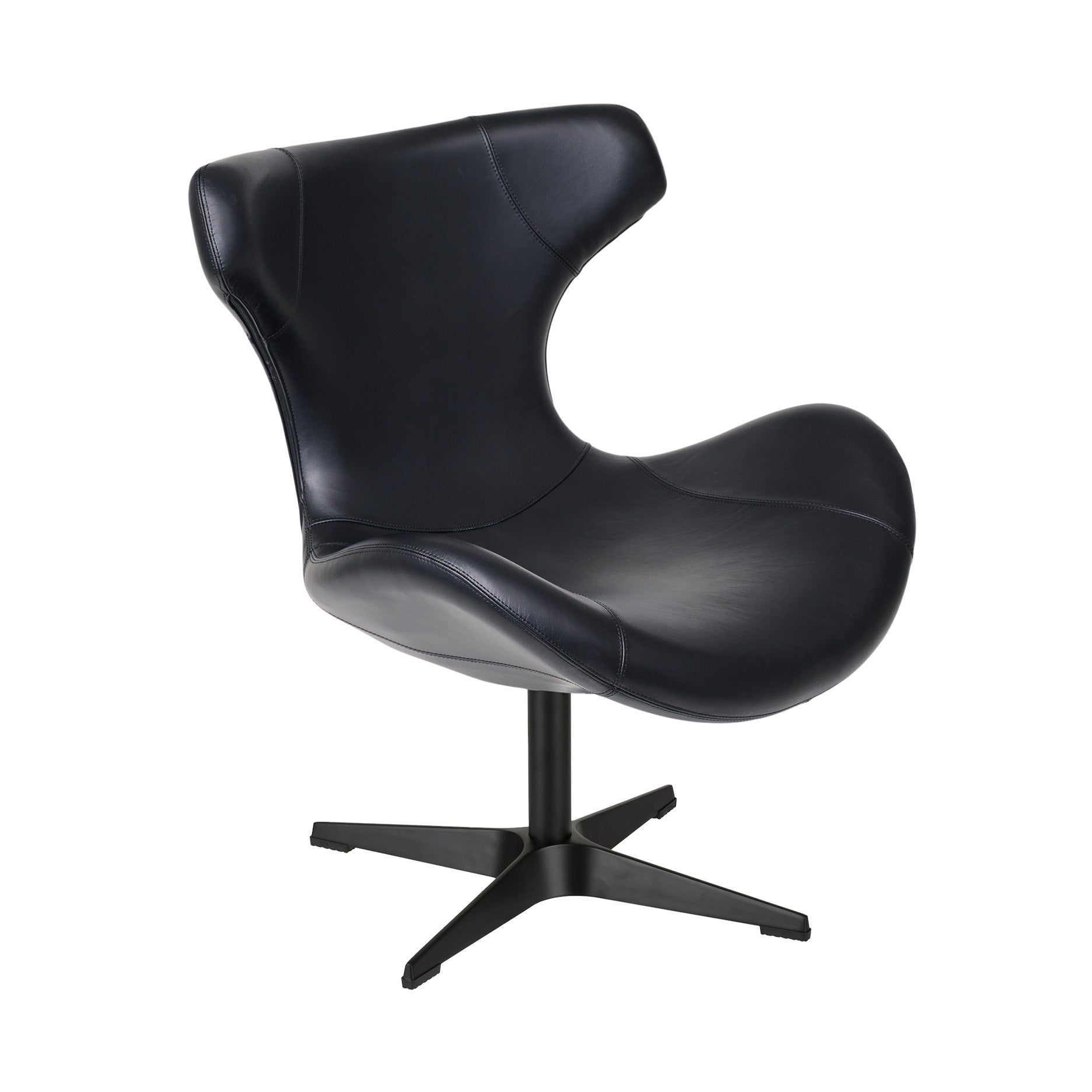 Kato Loungesessel Leder m. schwarzem Drehsockel